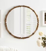 Kate and Laurel Brynley 24.00 in. W x 24.00 in. H Gold Round Classic Framed Decorative Wall Mirror New In Box $299