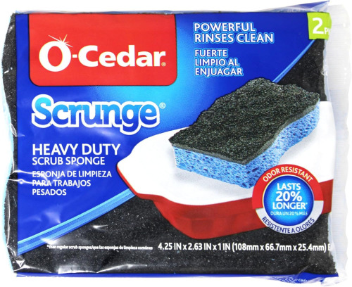 O-Cedar Scrunge Heavy Duty Sponge for Non-Scratch 7.5 in. L 2 pk New