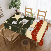 George Oliver 60" x 120 Independence Day Distressed Flag Star Tablecloth Scalloped, for Rectangular Table, Event & Home New In Box $99