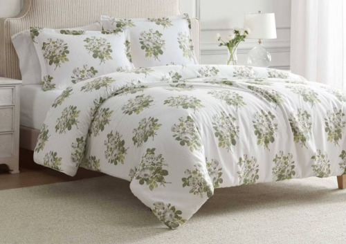 Martha Stewart Eloise Floral Grey 3-Piece King Duvet Set $299