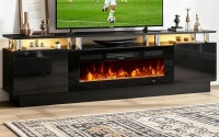Oneinmil Fireplace TV Stand with 36&rdquo; Electric Fireplace, 2 Tier TV Console Stand for TVs Up to 90", LED Light Entertainment Center, Fireplace for The Living Room TV Stand, Black, New Open Box 2 Boxes $399