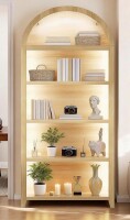 HWB 68.9" Arched Display Bookshelf Cabinet - 5-Tier Open Storage Shelf (Wood) New In Box $399