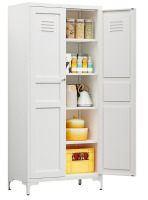 LISSIMO 61'' Tall Kitchen Pantry, Kitchen Storage Cabinets with Doors and Adjustable Shelves, Metal Pantry Storage Cabinet, Cabinet for Pantry,Dinning Room,Bathroom,Living Room (White) New Shelf Pull $499