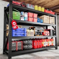 AUHUP 4-Tier Garage Storage Shelves 3000LBS Heavy Duty Metal Shelving 48" W Shelving Unit for Warehouse,Basement Industrial,Home Utility Rack Shelf, Black New In Box $399