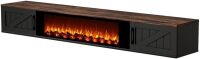 CRO DECOR 67 Inch Floating TV Stand - 36 Inch Fireplace Black Engineered Wood High-Gloss Cabinet Doors for Living Room Compact Homes New Open Box $399