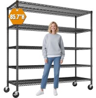 REIBII 55.5"W Wire Shelving Unit With Wheels, 3000Lbs Metal Garage Shelves Adjustable, Wire Shelving Rack for Pantry Kitchen Basement $399