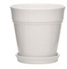 Southern Patio 7.9 in. Ravanaey Small Glossy White Ceramic Planter (7.9 in. D x 7.9 in. H) With Drainage Hole and attached saucer New $79