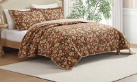 Laura Ashley Full/Queen Marta Quilt Set Brown $199