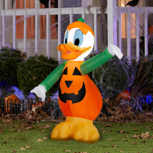 Gemmy Donald Duck Halloween Inflatable, 3.5 Ft Tall Lighted Pumpkin Yard Decoration, Disney Outdoor Decor with Stakes and Tethers / Disney Airblown Inflatable Cutie Mickey Mouse Disney , 3 ft Tall, Orange New in Box Assorted $199