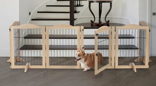 Tucker Murphy Pet&trade; 132" Extra Wide Tall Freestanding Dog Gate with Walk-Through Door, Metal Pet Playpen Fence for Indoor Dogs, Cats, and Small Animals New In Box $299