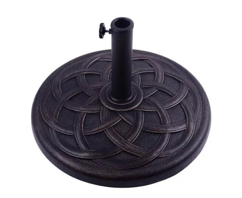 Outsunny 21.5 in. Round Resin Patio Umbrella Base with Beautiful Decorative Pattern & Easy Setup in Bronze $89