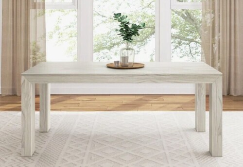 Wade Logan Chalonda Pine Solid Wood Dining Table in White Sand New Open Box $699