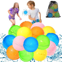 SOPPYCID 15PCS Reusable Water Balloons, Magnetic Self Sealing Quick Fill Water Balloons, Latex-Free Silicone Water Balloons, No Pick Up After Water Fight Games, Summer Toys for Kids and Adults New In Box