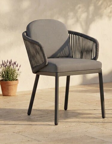 Latitude Run&reg; Harmon 23.8" W Aluminum Rope-Wrapped Outdoor Dining Chair with Cushions New In Box $399