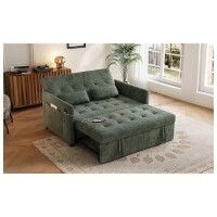 Latitude Run Modern Velvet Convertible Sleeper Sofa Couch W/Pull Out Bed, 2-Seater Seat Sofa Bed, Green, New in Box $599