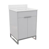 CosmoLiving Leona 24" Bathroom Vanity with Top in Gray with Silver Metal, New in Box $799