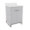 CosmoLiving Leona 24" Bathroom Vanity with Top in Gray with Silver Metal, New in Box $799