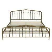 Novogratz Bushwick Metal Bed, King, Gold, New in Box $399
