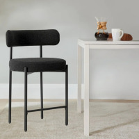 Ebern Designs Najira Upholstered Counter Stool with Metal Frame, Black PU, New in Box $499