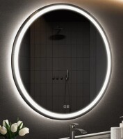 Orren Ellis 32" Round Naliyah Framelesss Round LED Bathroom Mirror with Lights, Makeup Mirror with Front and Backlit, Anti-Fog, 3 Colors and Dimmable Light New In Box $799
