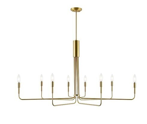 LightSociety Bella 8-Light Candelabra Chandelier, Brushed Brass Finish, Contemporary Mid Century Modern Style Lighting Fixture New In Box $399