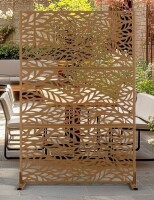 UFURYRIDE 72" H x 47" W Metal Privacy Screen, Outdoor Privacy Screen - Decorative Outdoor Divider with Stand, Outdoor privacy Panel for Balcony & Patio New In Box $299