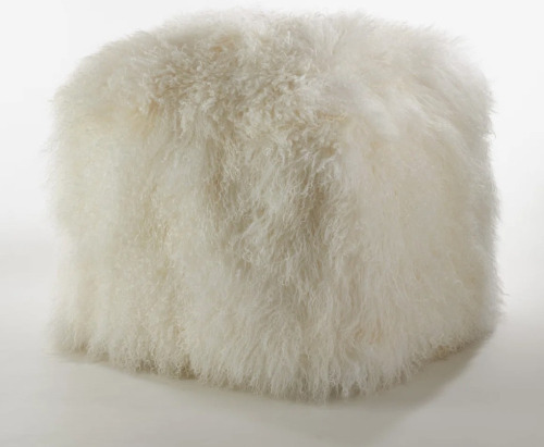 Union Rustic Bulluck Upholstered Pouf -Ivory, 16'' H X 18'' W X 18'' D, New In Box $599