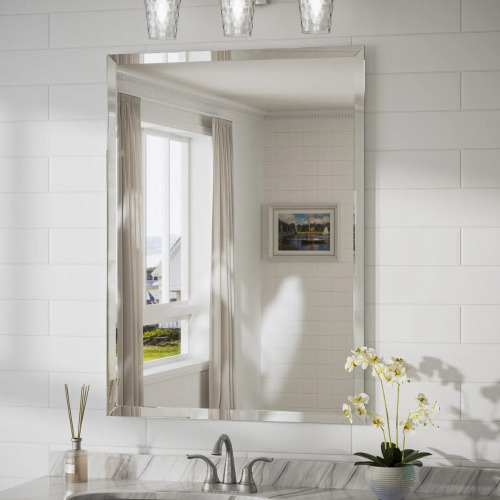 Ebern Designs 36" x 48" Janica Shatterproof Beveled Frameless Bathroom Vanity Mirror, New in Box $399