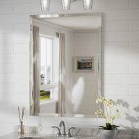 Ebern Designs 36" x 48" Janica Shatterproof Beveled Frameless Bathroom Vanity Mirror, New in Box $399