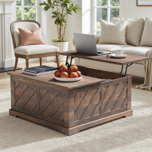 Gracie Oaks Nilla Wood Storage Coffee Table with Lift Top, 35.5" Convertible Dining Table for Living Room, Modern Center Table with Hidden Storage Compartment, Rising Tabletop for Small Spaces, Apartment & Home Office New In Box $399