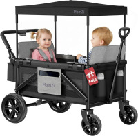 MomZi Wagon Stroller for 2 Kids, Collapsible Wagon Stroller with Removable Canopy, Foldable Stroller Wagon with 2 Seater and Storage Pocket for Baby Toddlers Black New Shelf Pull $299