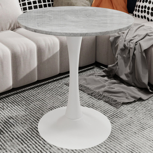 George Oliver Marble-Top Round Side Table With Tapered Pedestal Base, Ideal For Living Room, Modern Minimalist Design New In Box $299
