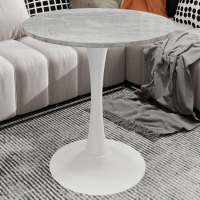 George Oliver Marble-Top Round Side Table With Tapered Pedestal Base, Ideal For Living Room, Modern Minimalist Design New In Box $299