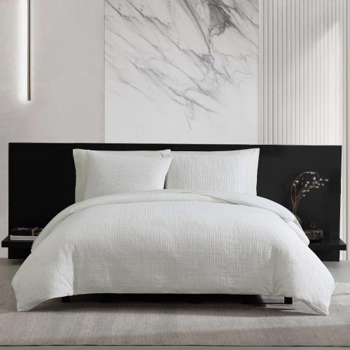 Vera Wang - King Duvet Cover Set, Soft Cotton Bedding with Matching Pillowcases, Button Closure & Inner Corner Ties, 3 Piece Bed Set (Bark White) New $199