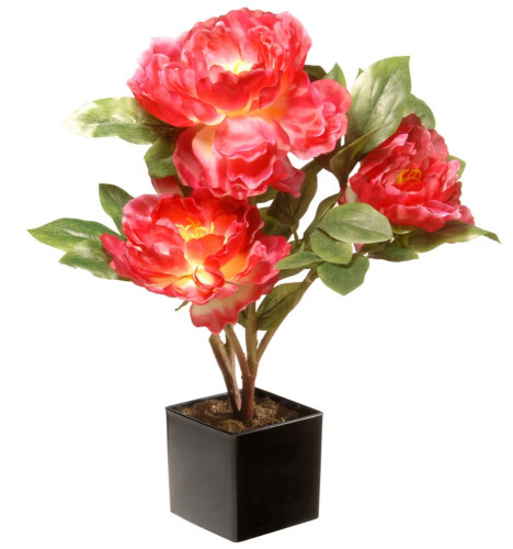 National Tree Company 15" Artificial Peony Flower in Square Pot Fuchsia New In Box $79