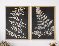 IDEA4WALL Minimal Botanical "Dark Gray & Tan Leaf Fern Artwork, Neutral Minimalist Modern Rustic Wall Pictures, Framed Canvas Giclee Print 2 Pieces Wall Art Set" (Set of 2), 24" x 16" New In Box $199