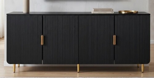 Mercer41 64.8" Navy Blue Fluted TV Stand with Gold Handles, Modern Media Console with Storage for TVs up to 75" New in Box $699