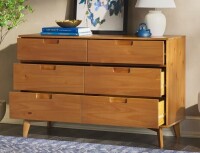 Mercury Row Yarber 6 Drawer Solid Wood Double Dresserin Caramel New in Box $799
