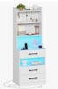 Ivy Bronx Manech 51.8" Tall Nightstand with Charging Station and LED Lights in White New in Box $499