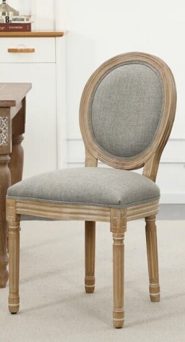 Ophelia & Co 20" H Mid Century Modern Upholstered Linen Side Chair King Louis Back Solid Wood Dining Chair New in Box $299