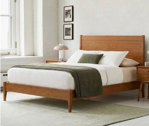 Latitude Run Mid-Century Modern Solid Bamboo Wood King Size Sled Platform Bed Frame With Wood Slats And Metal Support, Sleigh Bed, No Box Spring Needed,Easy Assembly $799