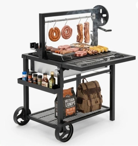 Captiva Designs Argentine Santa Maria 28" Charcoal & Wood Bbq Grill With Foldable Side Table New in Box $799