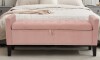UDAX Storage Ottoman Bench, Velvet Upholstered Footstool for Bedroom and Living Room, Frosted Flannel Seat with Storage, Wooden Legs & Metal Rivets, Pink New in Box $499