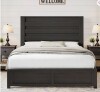 Ebern Designs Louby Full Size 49" Farmhouse Platform Bed, Black $499