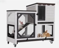 Aivituvin AIR7013-BW Premium 2-Story Wooden Indoor & Outdoor Rabbit Hutch with Casters & Pull-Out Tray, White, 39.3-L New in Box $299
