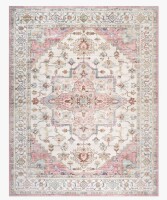 HGTV Everyday Chic Machine Washable Indoor Rug, Printed Soft Flannel Polyester with Non-Slip Backing, Zahra Pink 8 x 10 New $399