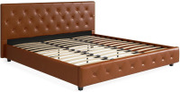 DHP Dakota Upholstered Platform Bed, King, Camel Faux Leather (2 Boxes) New In Box $499