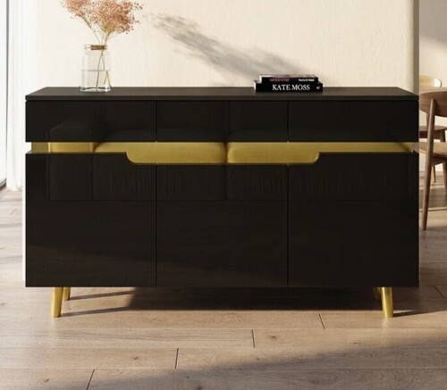 Meble Furniture Smile 55.2" Sideboard with High Gloss Finish in Black $499