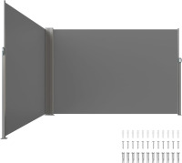 VEVOR Retractable Side Awning, 79 x 236 in Outdoor Folding Privacy Screen, Waterproof & UV-Resistant Patio Privacy Screen Awning, 180g Polyester UV 30+ Room Divider for Patio Garden Balcony, Gray New in Box $399