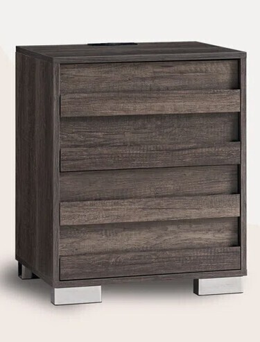 Ebern Designs Louby Farmhouse Nightstand With Charing Station,Gray New in Box $399